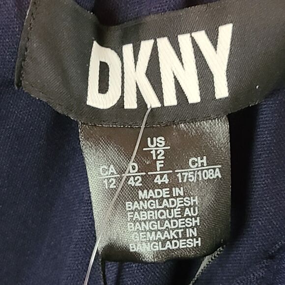 New DKNY Women's (12) Blue and Pink Floral Print Chiffon Fit & Flare Dress $134 - Picture 9 of 12